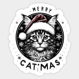 Merry Catmas Maine Coon Sticker